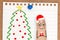 Cute Finger Face Person with Gift by Christmas Tree