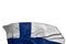 Cute Finland flag with large folds lying flat in the bottom isolated on white - any occasion flag 3d illustration