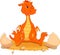 Cute fire dragon cartoon hatching