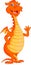 Cute fire dragon cartoon waving