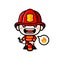 Cute Firefighter Cartoon Character With Fire Extinguisher