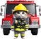 Cute Firefighter kitten character design. Ai-Generated.