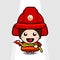 Cute firefighter with simple concept