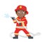 Cute firefighter on white background