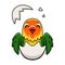 Cute fischer love bird cartoon inside from egg