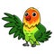 Cute fischer love bird cartoon waving hand