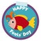 Cute Fish Button with Jester Hat for April Fools\' Holiday, Vector Illustration