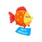 Cute fish holding a happy birthday banner, little sea creature character, marine theme design element can be used for