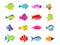 Cute fish vector illustration icons set