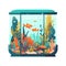 Cute fishes swimming in aquarium landscape