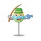 Cute fishing mascot round lollipop with character