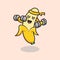 cute fitness banana fruit character vector logo icon