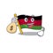 Cute flag malawi cartoon character smiley with money bag