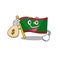 Cute flag mauritania cartoon character smiley with money bag