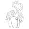 Cute flamingo. Doodle style, black and white background. Funny birds, coloring book pages. Hand drawn illustration in zentangle