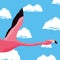 Cute flamingo flying