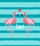 Cute Flamingo Love Background Vector Illustration