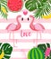 Cute Flamingo Love Background Vector Illustration