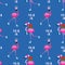 Cute Flamingo pattern for Christmas - Adorable flamingo, cactus, palm tree illustration.