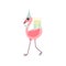 Cute Flamingo Wearing Party Hat and Bow Tie Walking with Gift Boxes, Beautiful Exotic Bird Character Vector Illustration