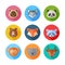 Cute flat animals portraits icons