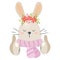 Cute, flat bunny. Boho rabbit muzzle. Funny character thumbs up. Icon, sticker for kids app, postcard, game, book, print