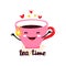 Cute flat kawaii Mug with Tea