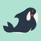 Cute flat killer whale drawing. Adorable little cartoon orca vector illustration. Childish rare animal wild ocean concept with