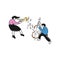 cute flat people illustration woman and man musician playing instrument musical, people musicians concert event design