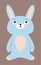 Cute flat rabbit isolated on brown background