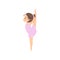 Cute Flexible Little Ballerina Doing Exercise, Girl Ballet Dancer Character Training Vector Illustration