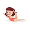 Cute flexible little girl performing gymnastic exercise colorful Illustration