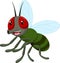 Cute flies cartoon standing with smiling and waving on white background