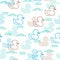 Cute Floating Baby Ducks Vector Graphic Art Seamless Pattern