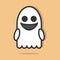 Cute floating ghost character with minimal cartoon style