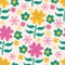 Cute floral botanical seamless pattern. Vector illustration repeat ready for baby kids fashion textile print