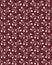 Cute floral pattern of white pink flowers isolated on a dark wine burgundy red background