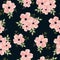 Cute floral seamless pattern navy pink color