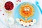 Cute flower pancakes with banana for kids breakfast