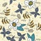 Cute flower seamless pattern with scandinavian art drawing background. Trendy elements for baby and children apparel fashion