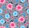 Cute flowers on honeycombs background