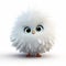 Cute Fluffy Bird With Large Green Eyes - 3d Animation Style