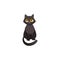 Cute fluffy black cat chatacter sitting straight