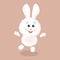 Cute fluffy bunny dancing happily