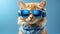 cute fluffy cat clothes, sunglasses cartoon beautiful style fashion dances