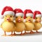 cute fluffy ducklings with santa hats on white 3d art generative ai