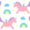 Cute fluffy flying unicorn seamless pattern pastel