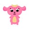 Cute fluffy monster for halloween in childish style, cosmic alien pink character, kawaii baby creature for design