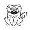 Cute fluffy pekingese vector icon. Longhair Chinese black and white dog smiles and sits. Funny puppy, friendly pet. Nice domestic