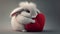 Cute fluffy rabbit hugging a heart illustration, heartwarming scene, perfect for expressing love and affection